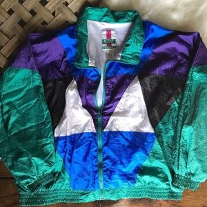 90s Windbreaker Bright Neon Zip Up