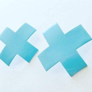 Vintage 80s Light Blue “X” Earrings