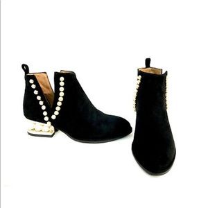 Jeffrey Campbell Suede Pearl Heeled Booties