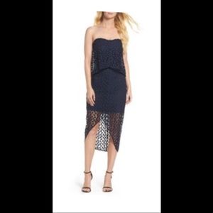 Navy Blue Crochet Mid Dress