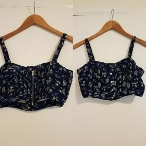 Navy Floral Crop Top