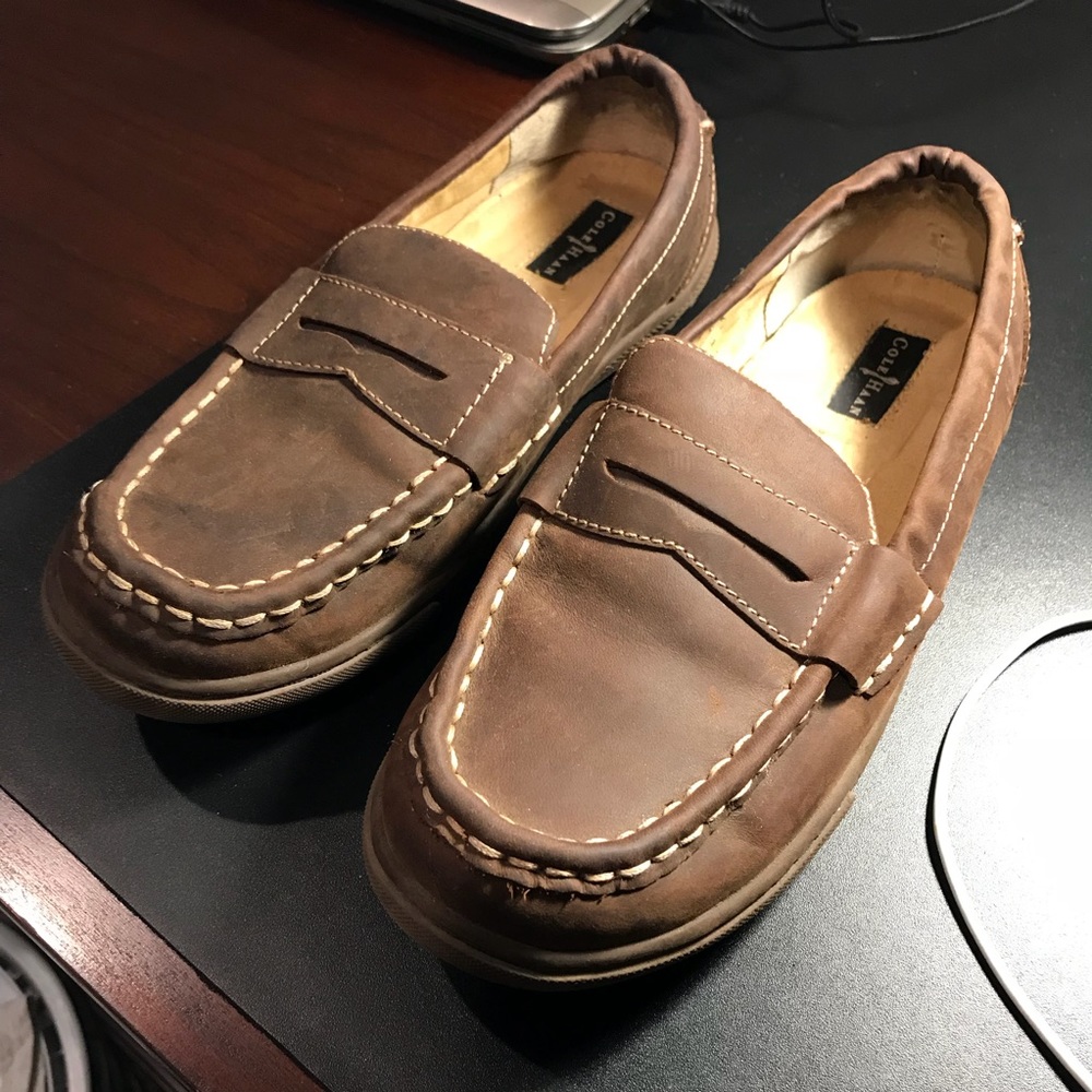 Cole Haan Saul penny dress loafers leather boys