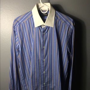 David Donahue French Cuff Pinstripe Dress Shirt