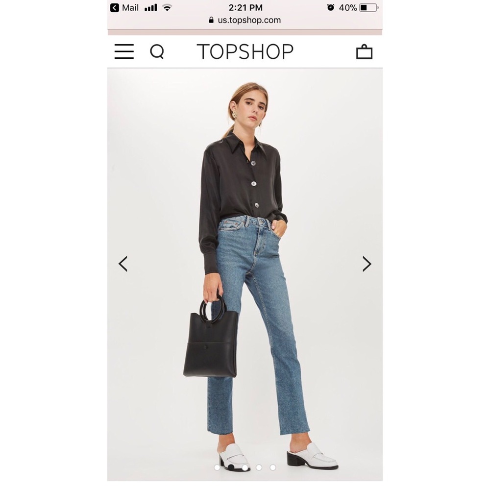 Topshop MOTO Straight Jean Raw Hem size 26