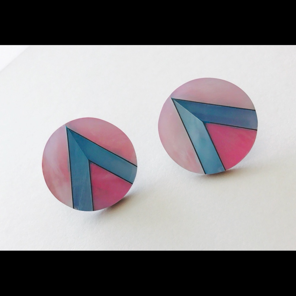Vintage 80s Pink & Blue Earrings