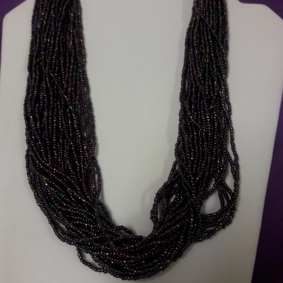 27" seed bead multi-strand necklace & bracelet - Picture 4 of 7