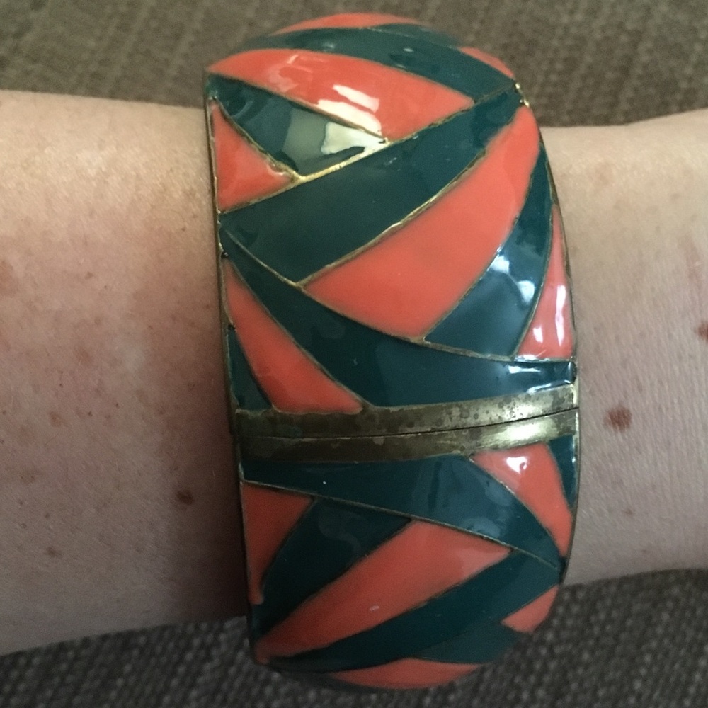 Vintage 80s Mod brass clamper bracelet