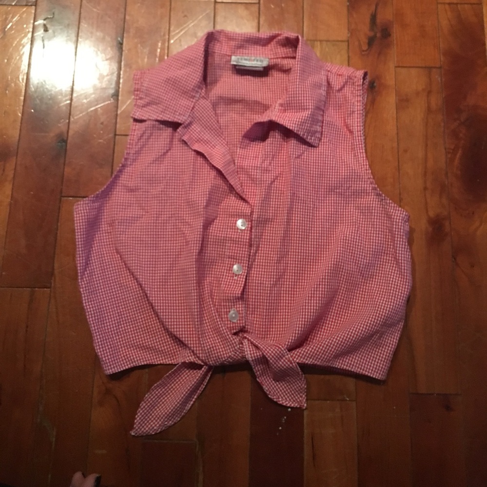 Vintage checkered crop top with tie