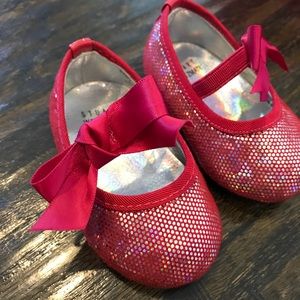 NEW NWT Stuart Weitzman Red Sparkle Ballet Flats