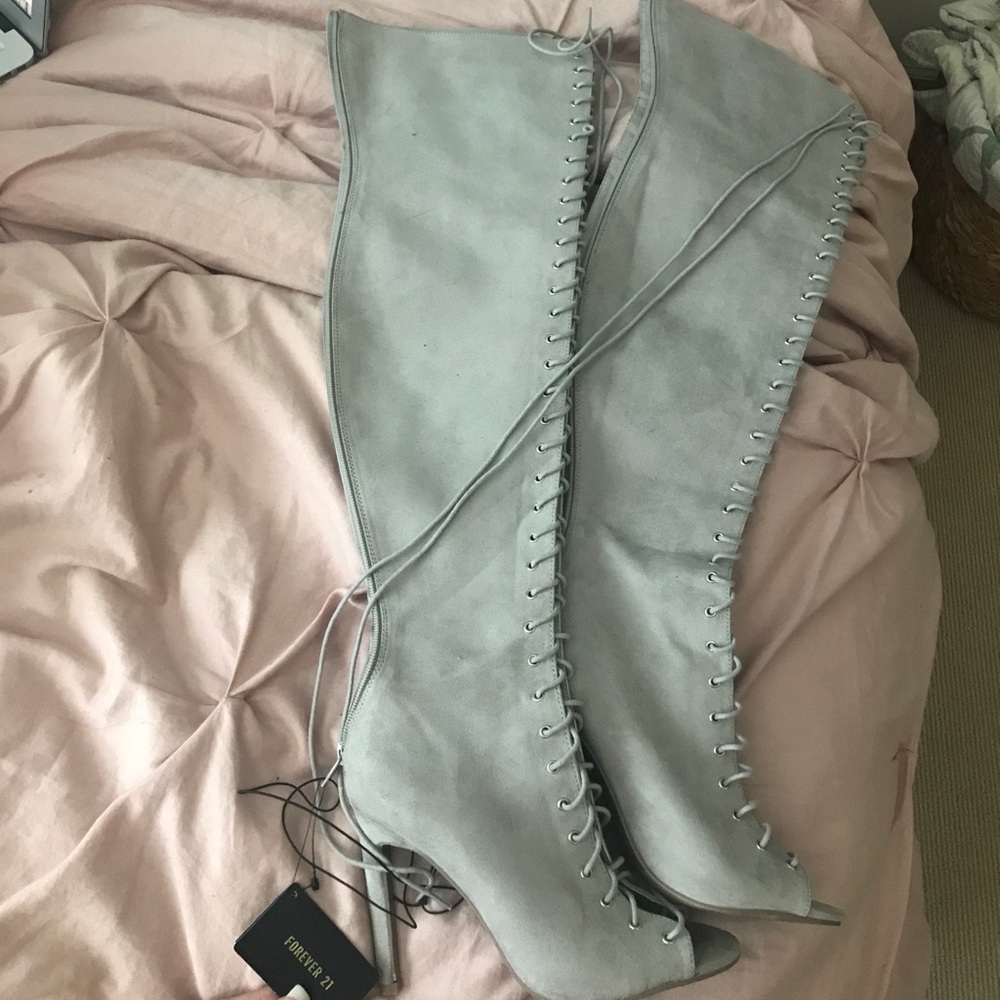 Thigh High Gray Boots