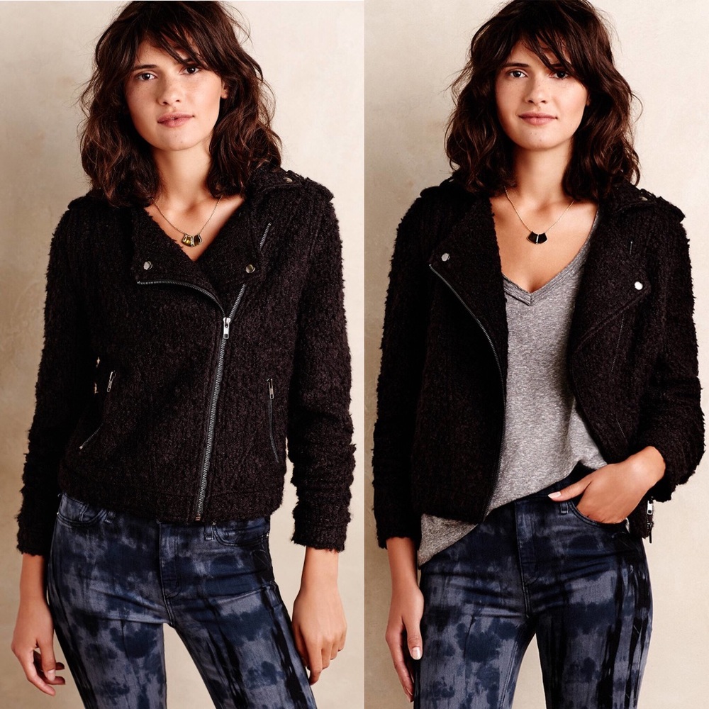 NWT Greylin Assymetrical Wool-Blend Moto Jacket