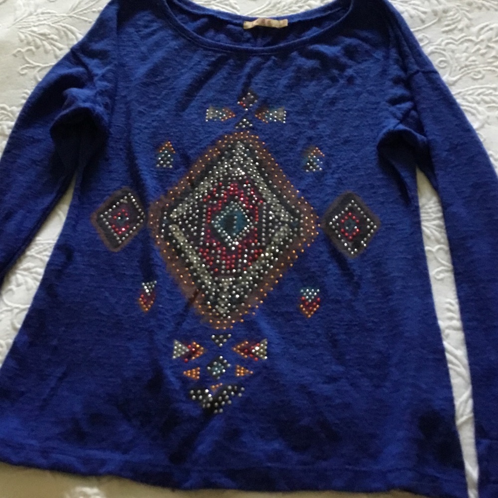 Royal Blue long sleeve embellished top