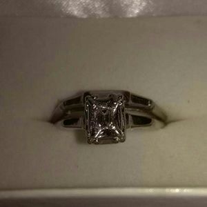 14kt emerald cut diamond wedding set