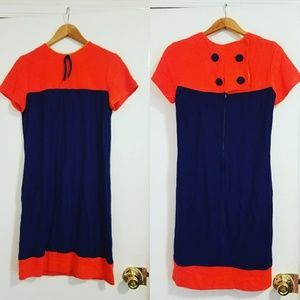 60's orange and black polyester dress