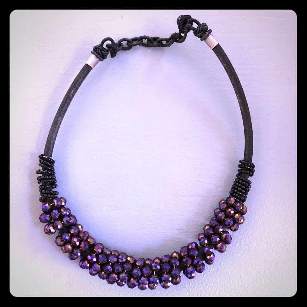 Purple crystal statement necklace