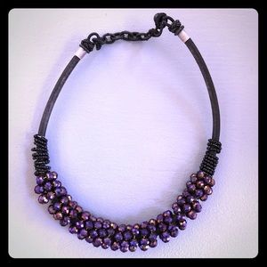 Purple crystal statement necklace
