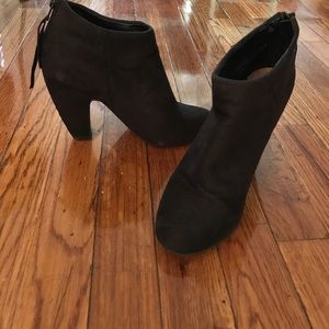 Black faux suede booties