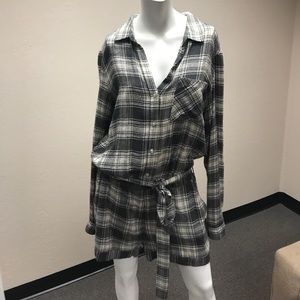 Flannel romper with pockets