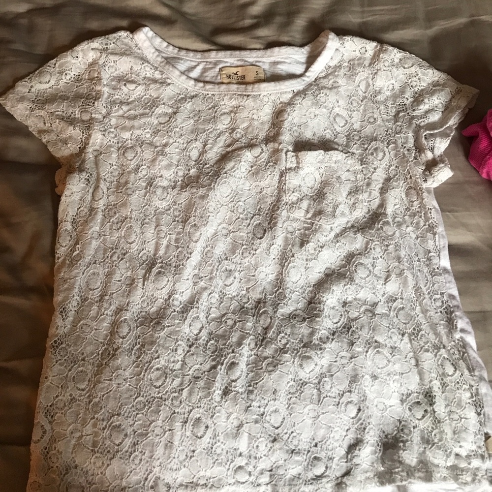 hollister floral lace cropped top