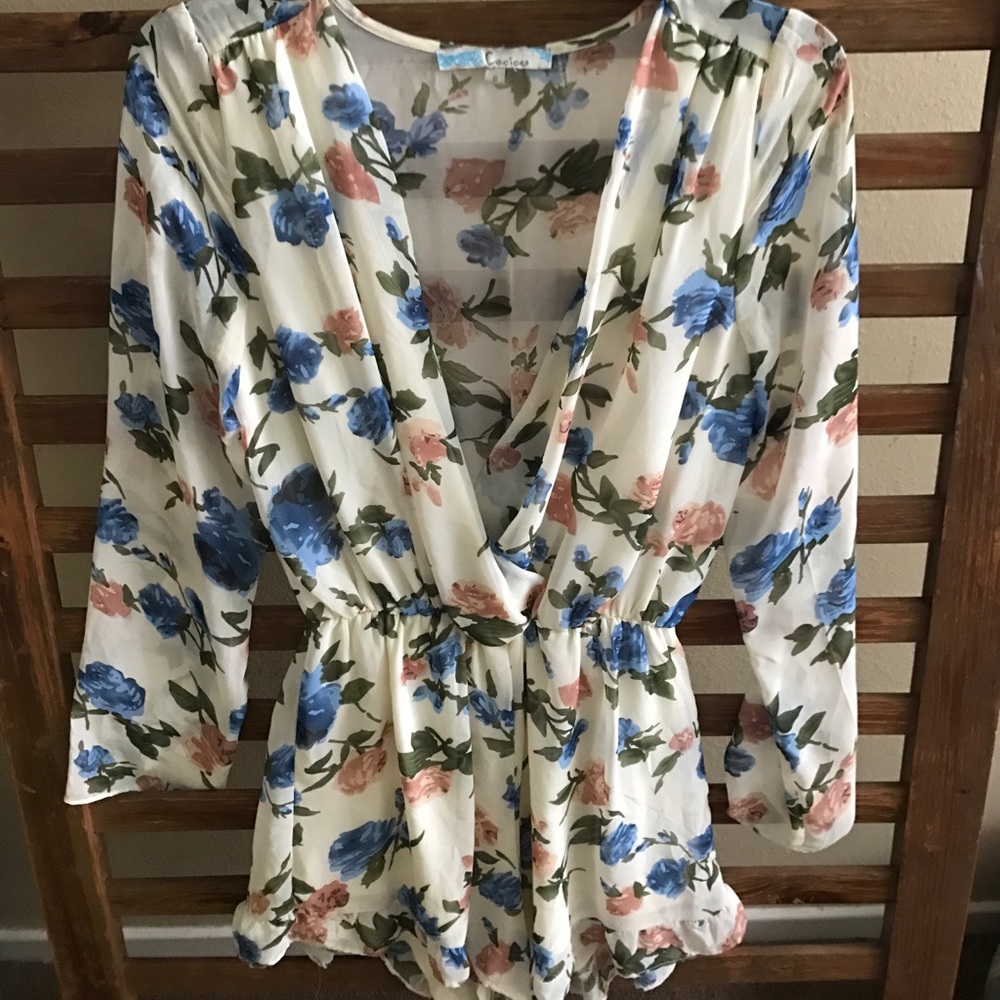 Long sleeved floral romper