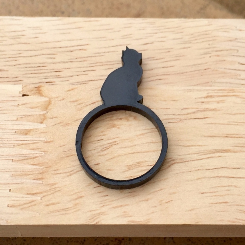 Adorable Cat Ring - Acrylic Size 7 Black or Brown