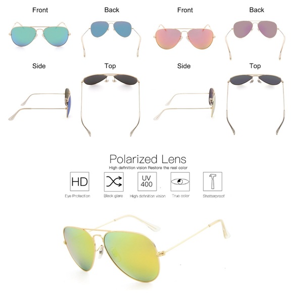 2 Pairs Gold Rim Aviator Sunnies - Picture 2 of 4