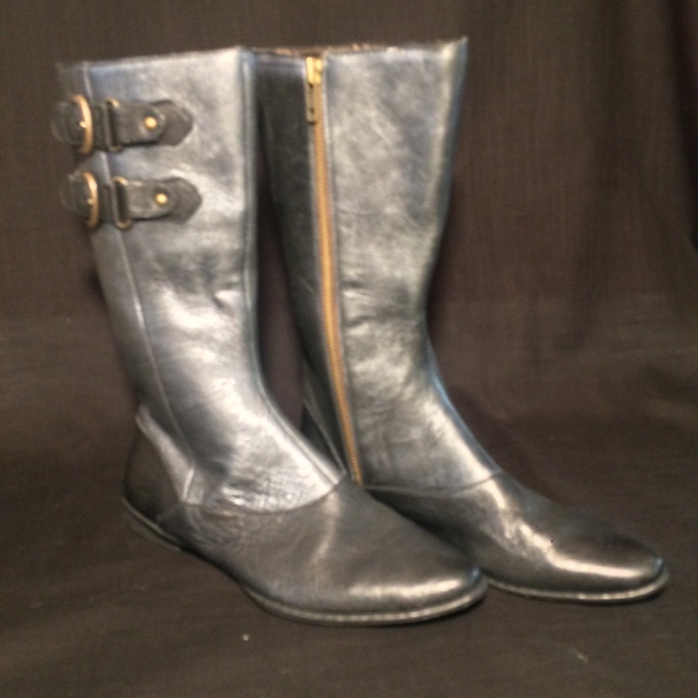 Born mid-calf leather boots - Black - sz 36.5/US 6