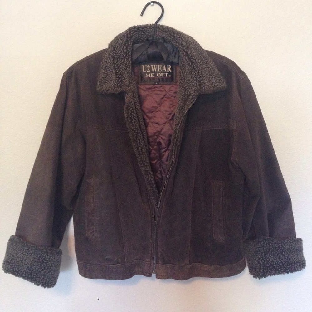 Brown Genuine Suede Leather Bomber Jacket
