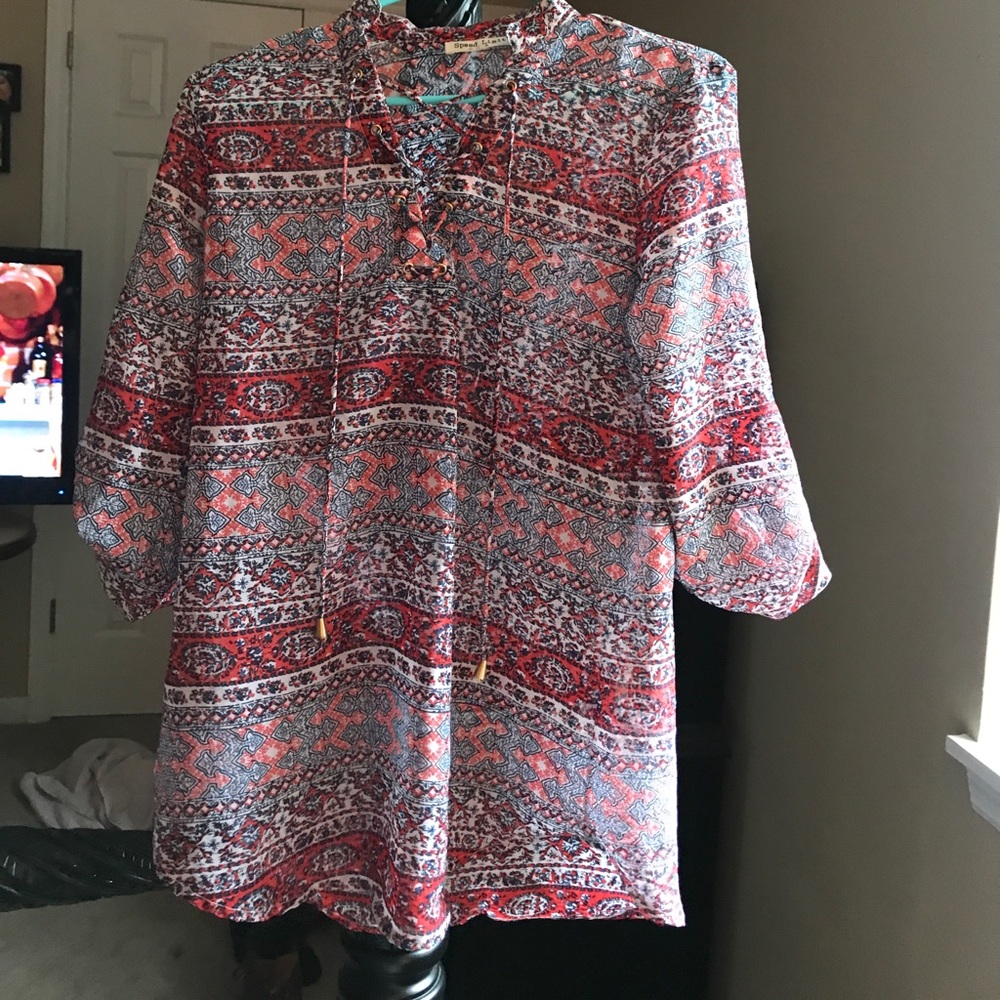 hippy sheer long shirt/short dress long sleeve
