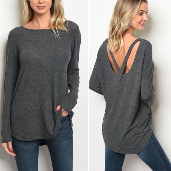 Tops - ❗️Last 1! SMALL charcoal fun back top