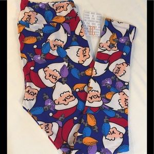 LuLaRoe TC Christmas Leggings. All-over Santa NWT