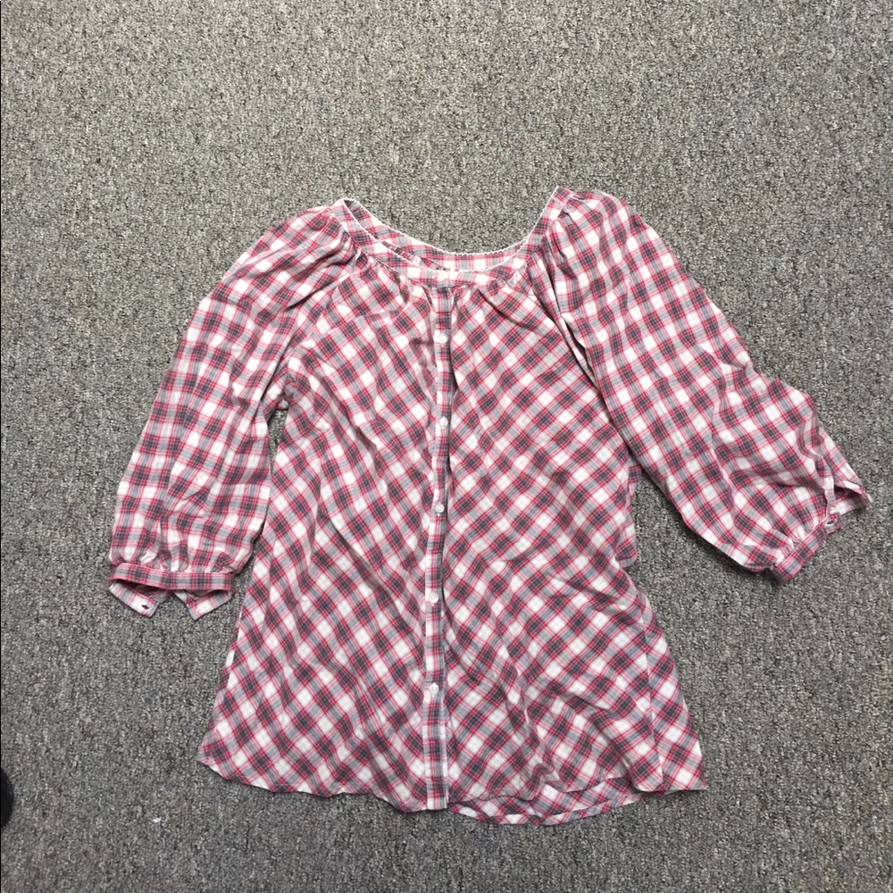 red plaid blouse