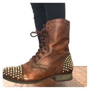 Steve Madden gold studded combat boots
