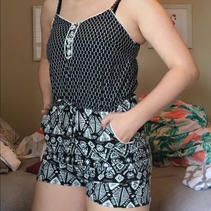 Black Print Romper