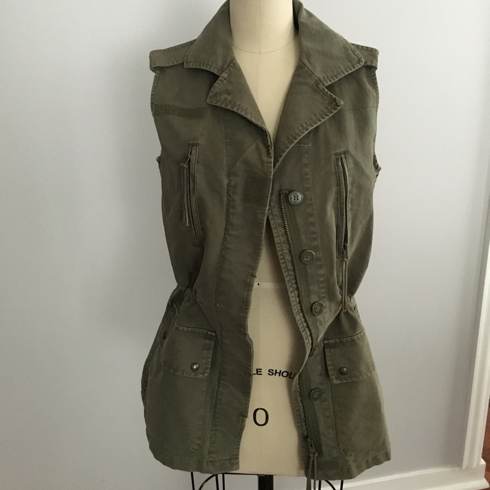 Olive green utility vest