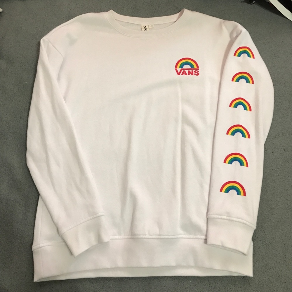 Vans women’s crewneck rainbow sweater.