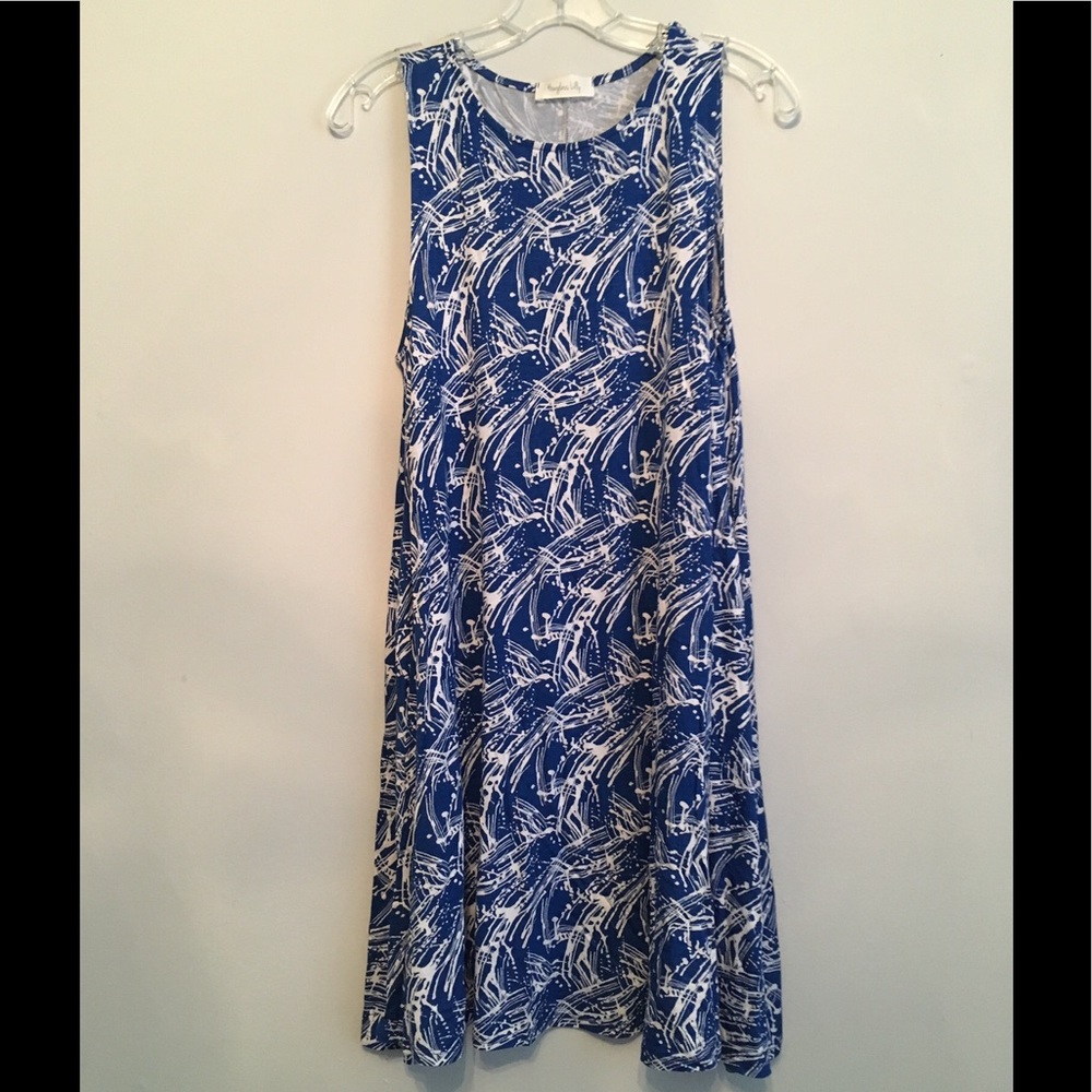 Hourglass Lilly Blue and White Dress with Pockets