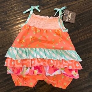 NWT Matilda Jane Happy& Free Orange Eclair Romper