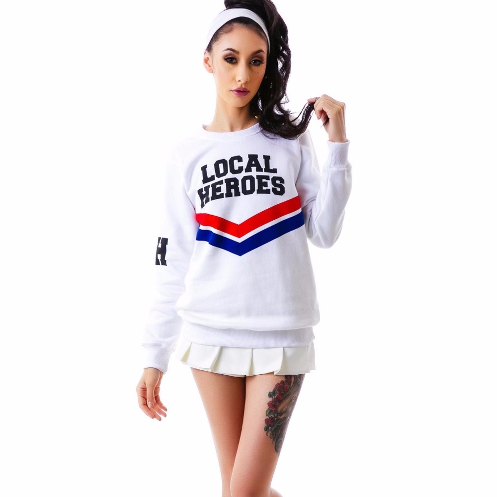 Local Heroes Cheerleader Sweatshirt in White