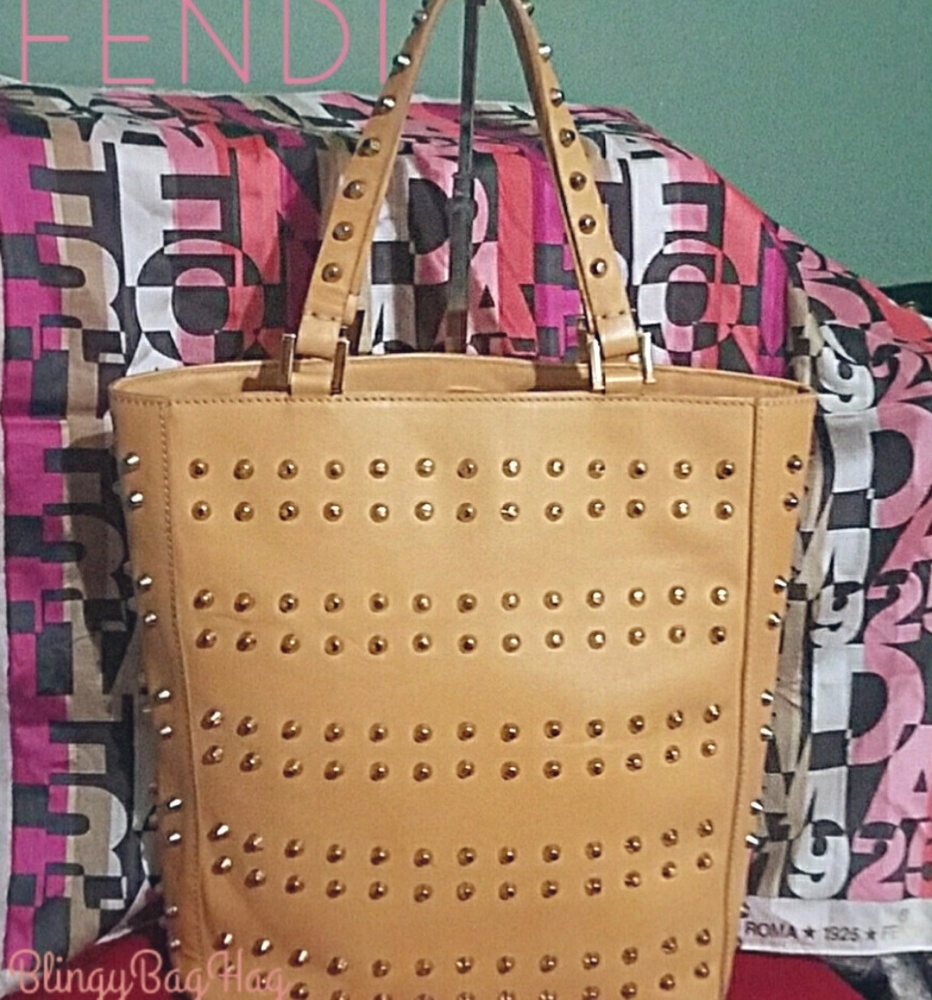 FENDI Studded Leather Tote*AMAZING*AUTHENTIC