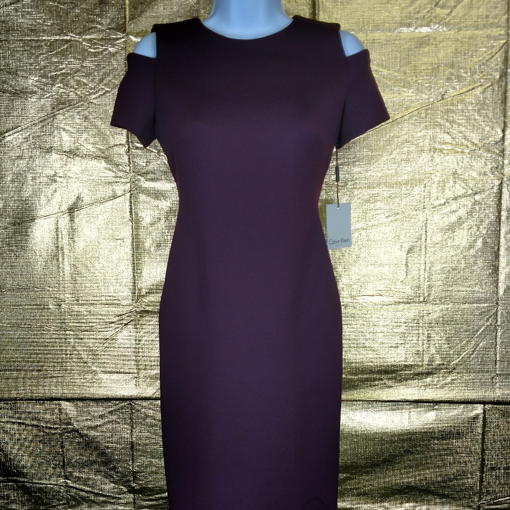Calvin Klein Purple Cold Shoulder Dress Sz 2 NWT