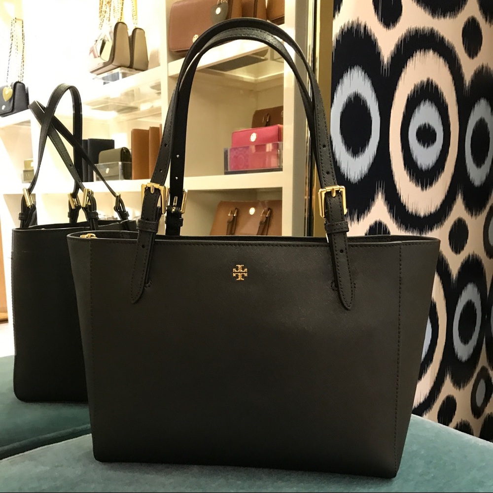 New Authentic Tory Burch Black Leather Handbag