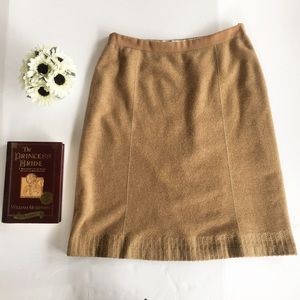 Miu Miu Virgin Wool Italian Midi Skirt Tan 44 8