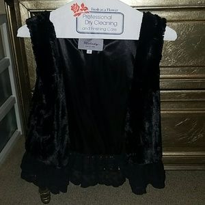 Black velvet vest with lace trim