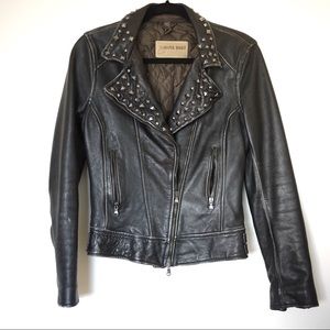 Studded leather biker jacket