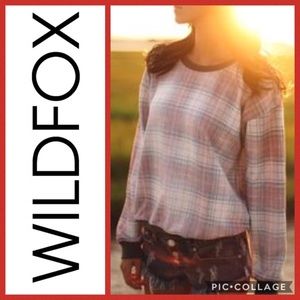 NWOT Wildfox Sun Bleached Plaid Sweatshirt/M