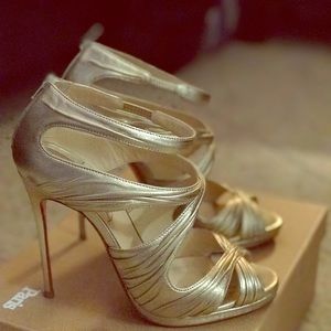 Christian Louboutin  Metallic Gold Strapy Heels