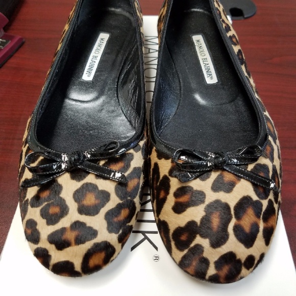 Manolo Blahnik Shoes - MANOLO BLAHNIK Beige Black Leopard Print Calf Hair