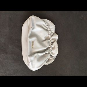 Furla light gray leather clutch