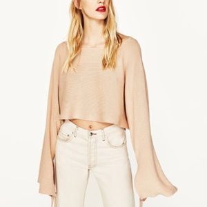 Zara cropped sweater with ribbon details